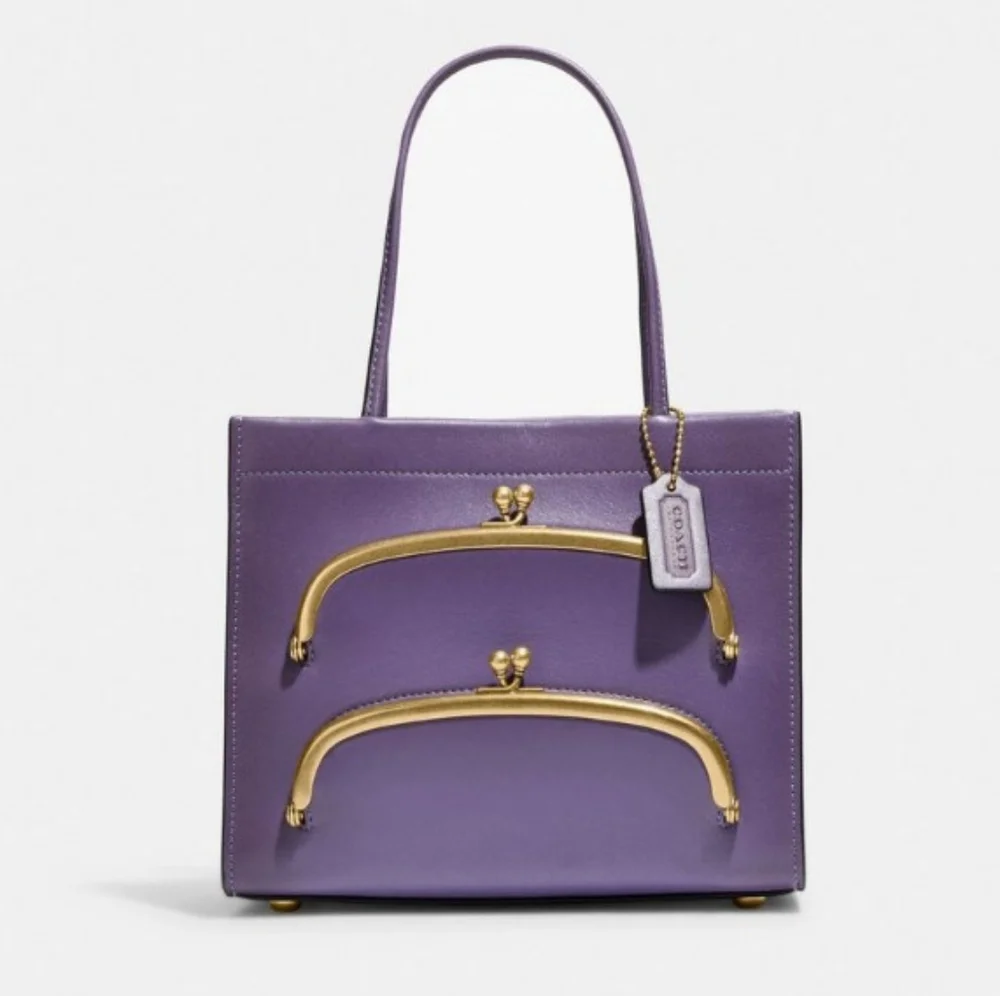 Coach Cashin Carry Tote 22, Double Kisslock, Purple - Picture 3 of 15
